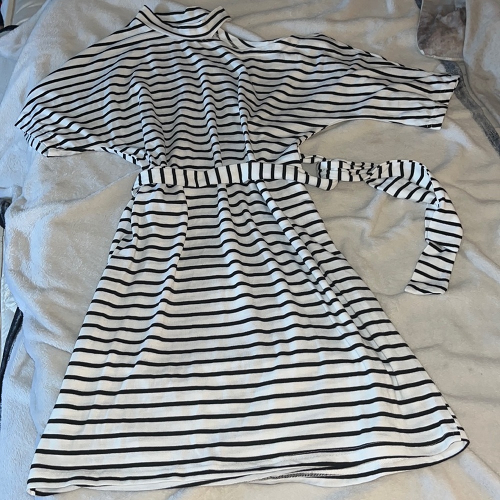 Black and white striped tshirt dress
